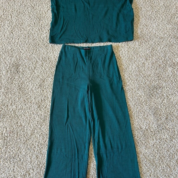 Eileen Fisher Women’s Ribbed Organic Cotton Blend Straight Pant Cropped Teal XXS - Picture 11 of 11